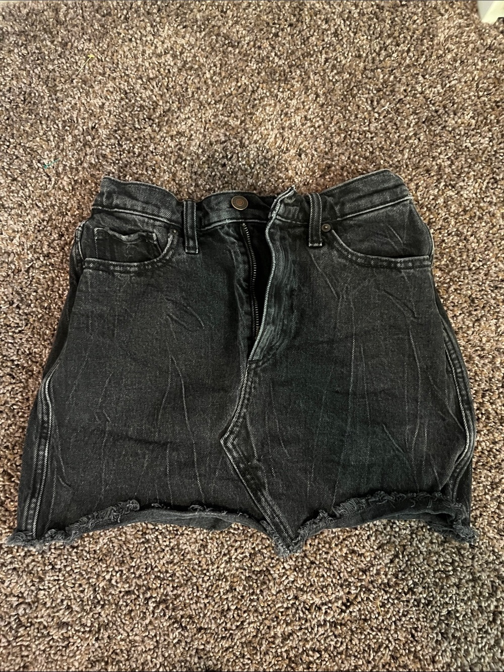 Abercrombie & Fitch Black Washed Denim Cutoff Skirt